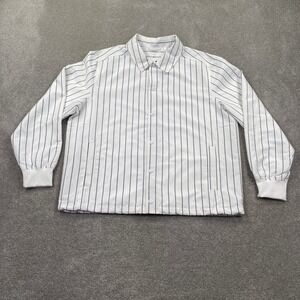 DSG Mens Coach's Jacket Pinstripe Pure White Water Repellent Snap Front Size M